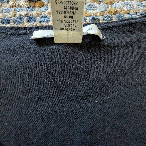 August Silk Dainty Beaded Bow Button Up Black Cardigan Sweater Large 3/4… - Picture 4 of 7